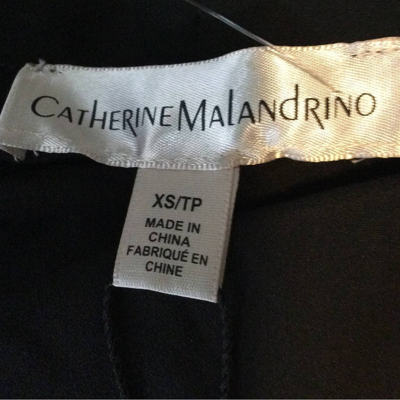 Catherine Malandrino Size XS Black Button Down Blouse With Neck Tie - Picture 8 of 9